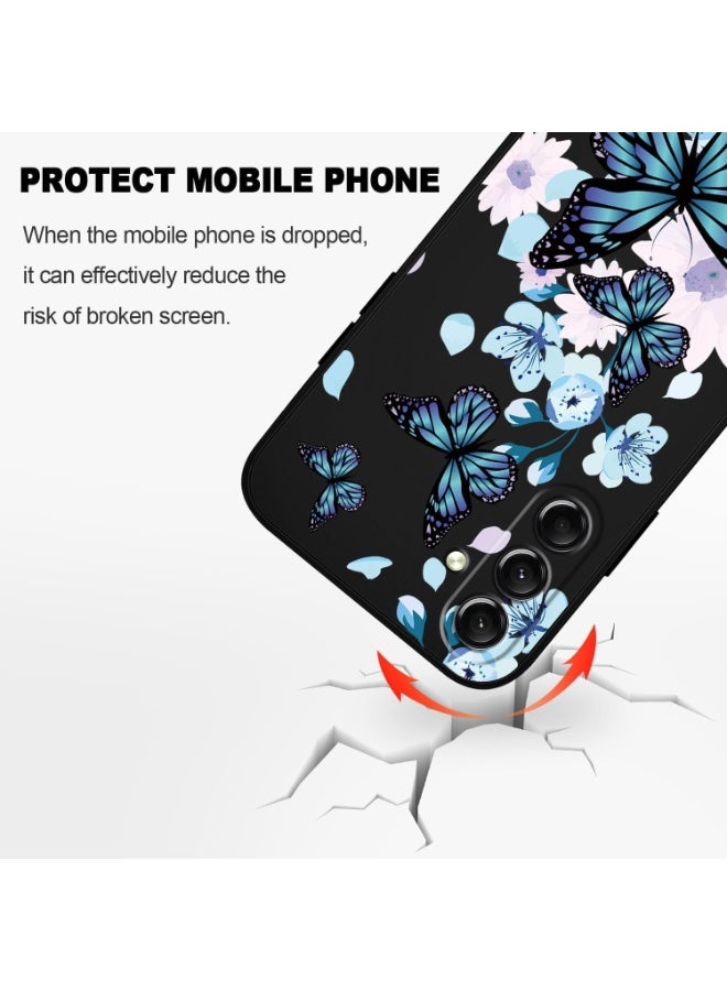 Fekra for Samsung Galaxy A15 5G Case Creative Design Flower Pattern Slim Soft Silicone Protective for Galaxy A15 5G Cover - Aurora Butterfly Black - Image 3